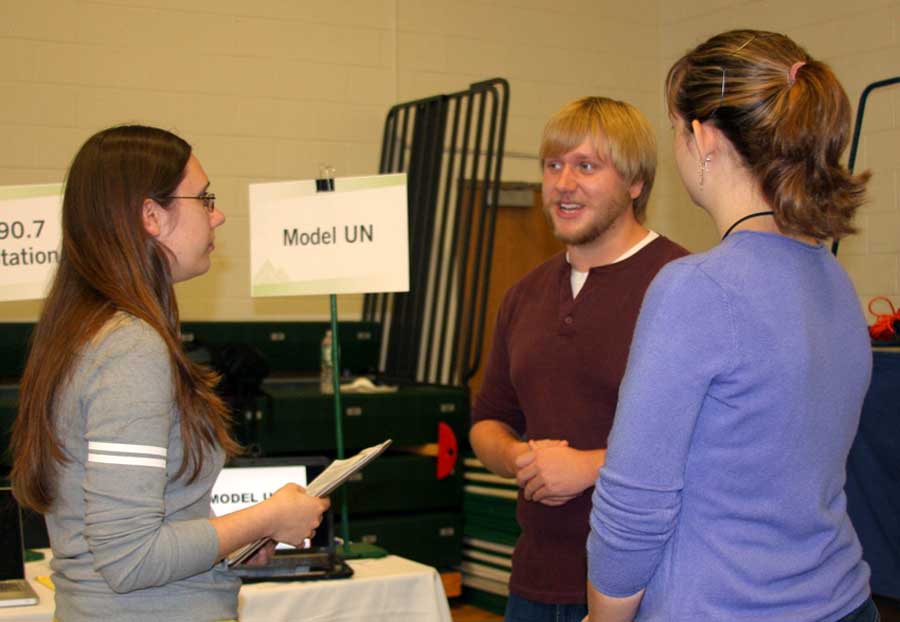 Model UN President Colin Santee discusses the club
(photo by Victoria Greenia)