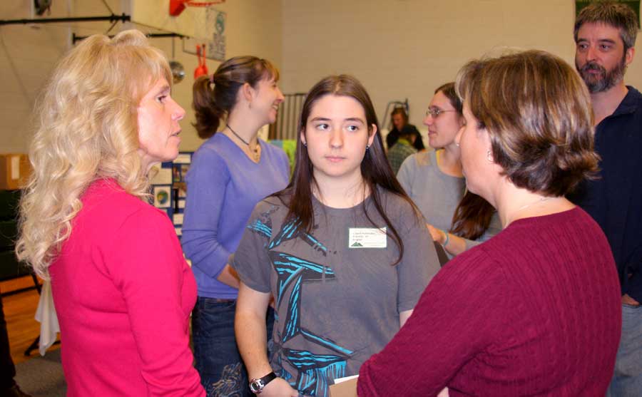 Assistant Director of Admissions Joye Lyon talks with prospective students and parents at JSC’s open house Oct. 19
(photo by Victoria Greenia)