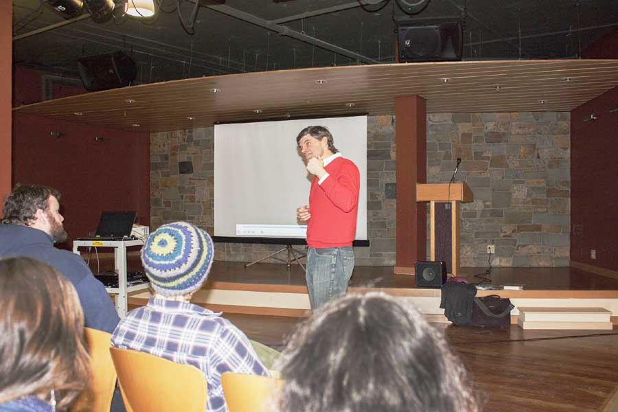 Job Heintz, speaking in the Stearns Performance Space