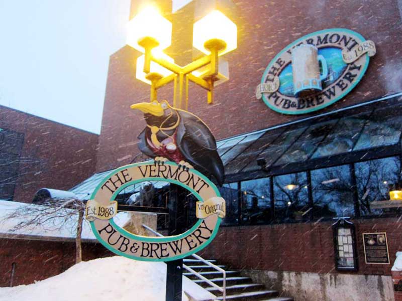The entrance to the Vermont Pub & Brewery in Burlington
