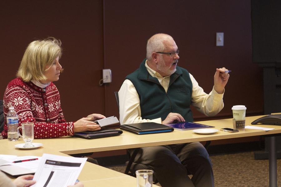 VSC Chancellor Tim Donovan and trustee Lynn Dickinson