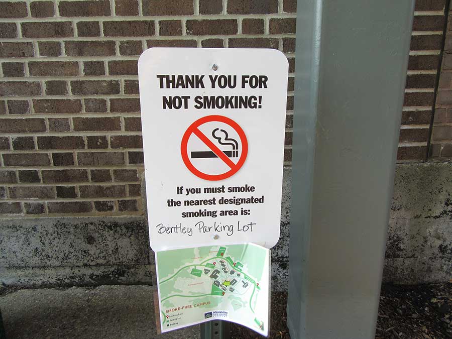New signage directs smokers to parking lots 