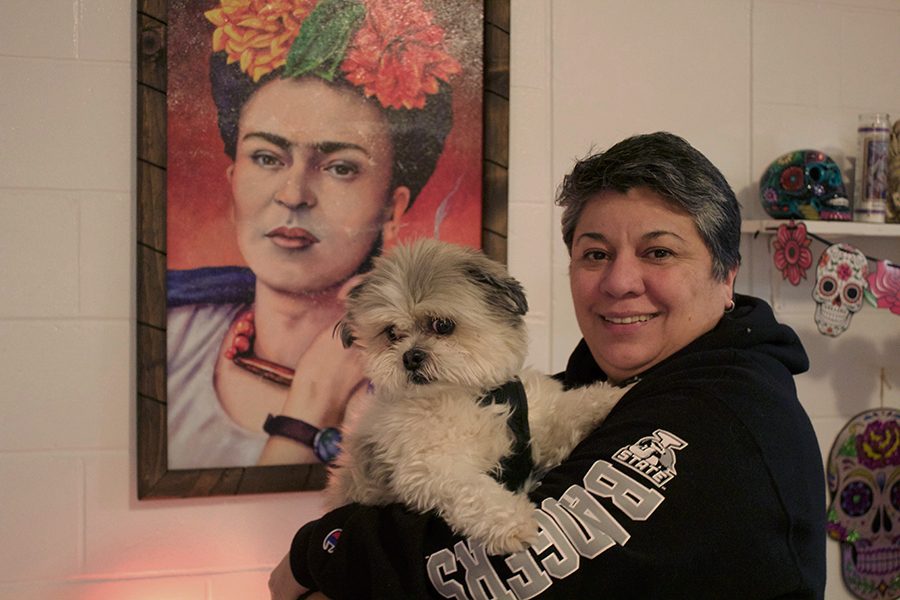 Norma Espinoza-Aguilar and her dog, Diego