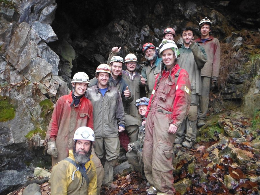Ken Moore with JSC Outing Club outside Morris Cave in Southern Vermont