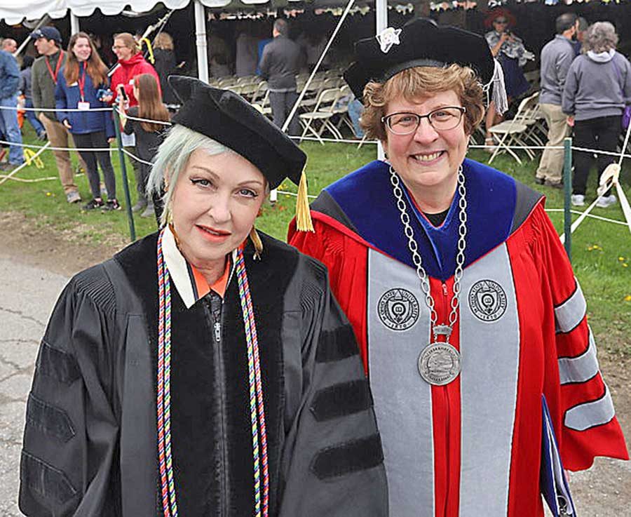 Cyndi Lauper and President Elaine Collins