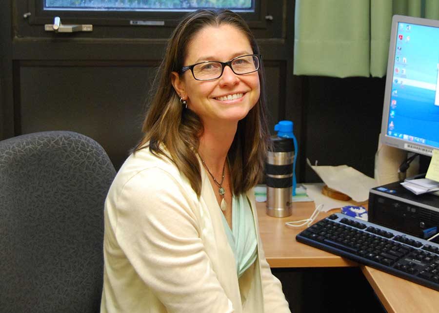 Emily Tarleton in her office in Bentley Hall. Tarleton is the co-author of several papers tying magnesium intake to chronic pain and depression.