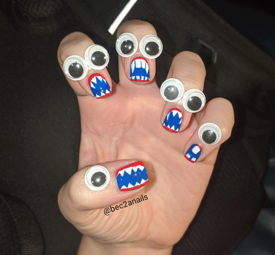 A dollar pack of googley eyes makes an excellent prop for a manicure