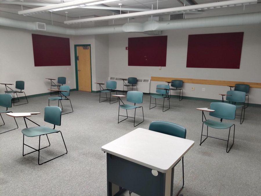 To accommodate social distancing, the capacity of a classroom must be physically managed.