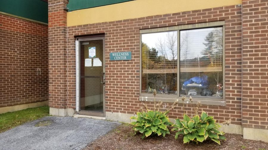 The Wellness Center entrance behind Senators Hall