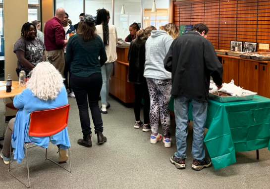 Johnson students and staff gathering for the campus’ first Harambee.